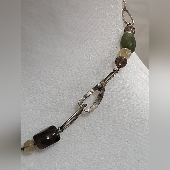 Silpada Sterling Link Necklace With Jade, Citrine, & Smoky Quartz - Retired - Picture 3 of 6